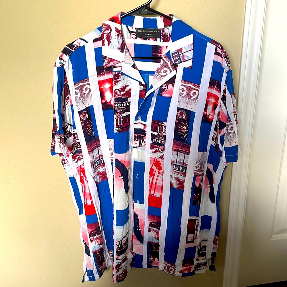 No Boundaries Retro Button Down T-Shirt